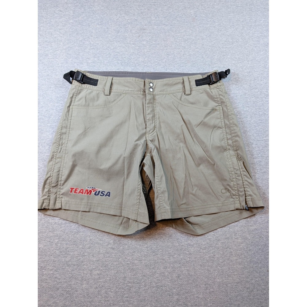 Club Ride Biker Shorts Mens Medium Beige Team USA Cycling Lined Adjustable Belt